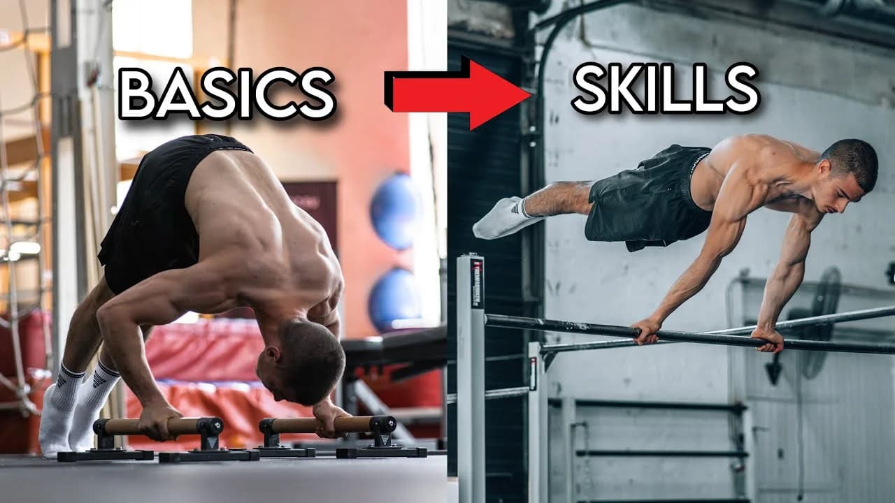 Daniel Hristov demonstrating basic calisthenics strength exercises before progressing into planche and front lever training