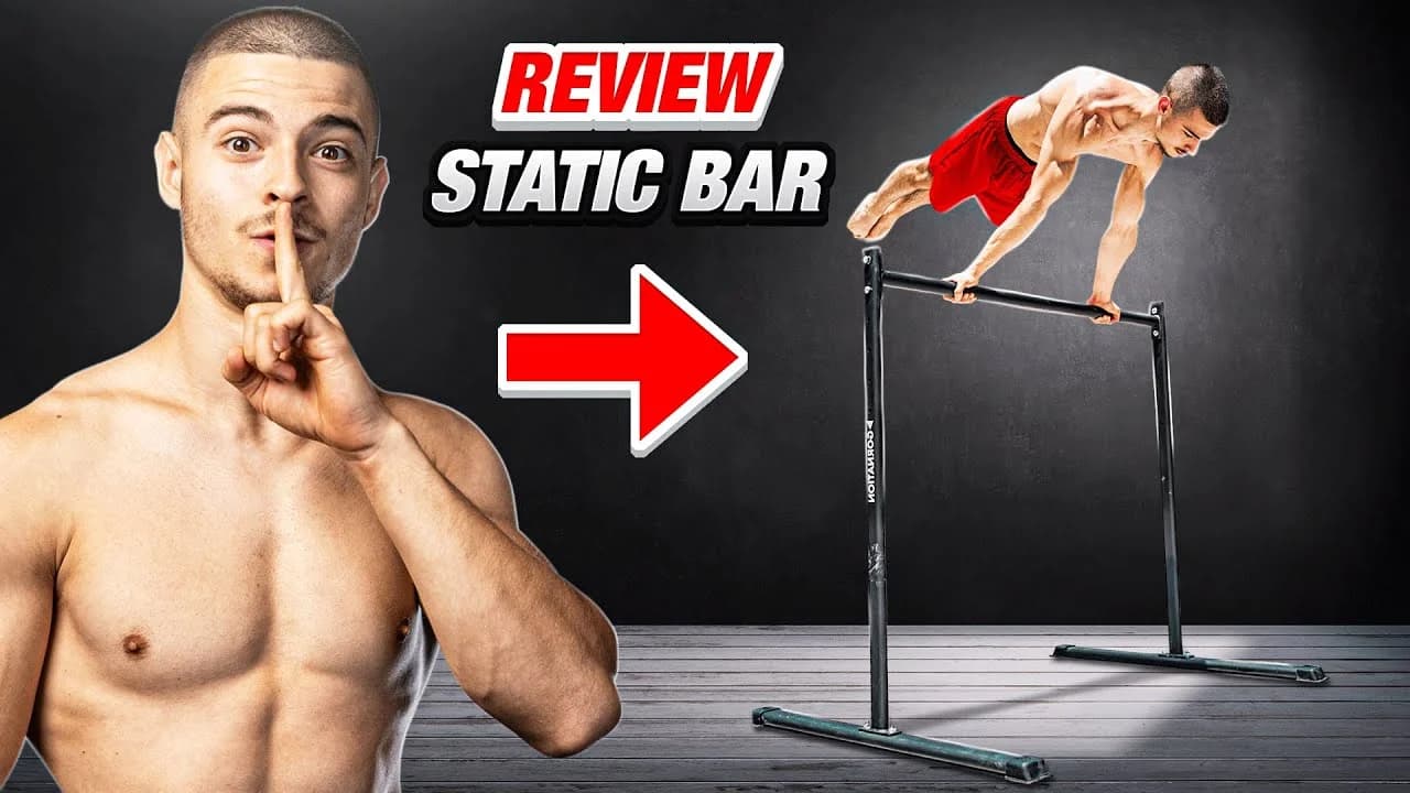 Daniel Hristov demonstrating a full planche hold on the GorNation static bar during his equipment review