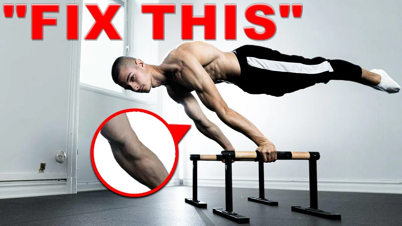 Daniel Hristov demonstrating a wall isometric hold to train hyperextended elbows before planche practice