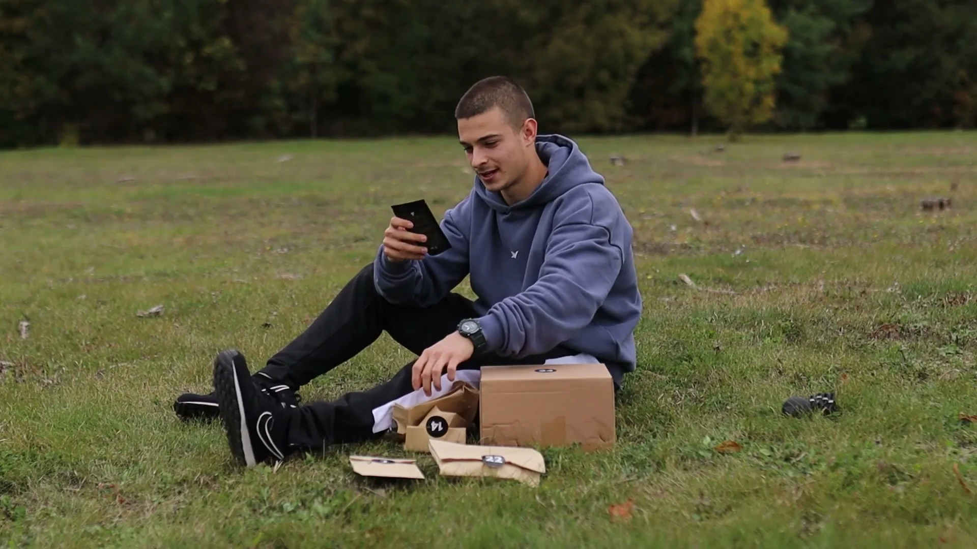 Daniel Hristov holding a small chalk product from box 1 of the GorNation advent calendar